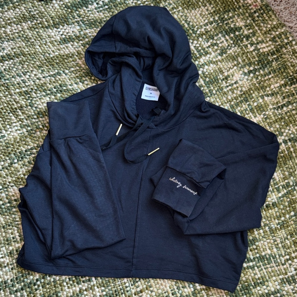 Gymshark Crop Hoodie M Whitney Simmons Performance Sweater Black